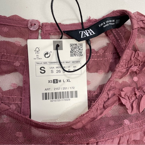 NWT New Zara Frill Ruffled Tulle Blouse Size S - Picture 7 of 12